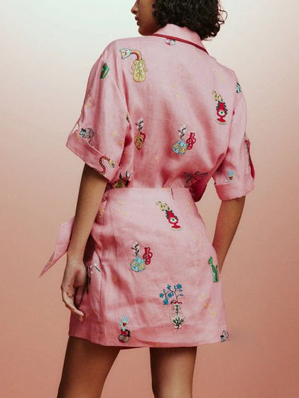 Casual Printed Shirt Collar Cardigan Two-piece Set