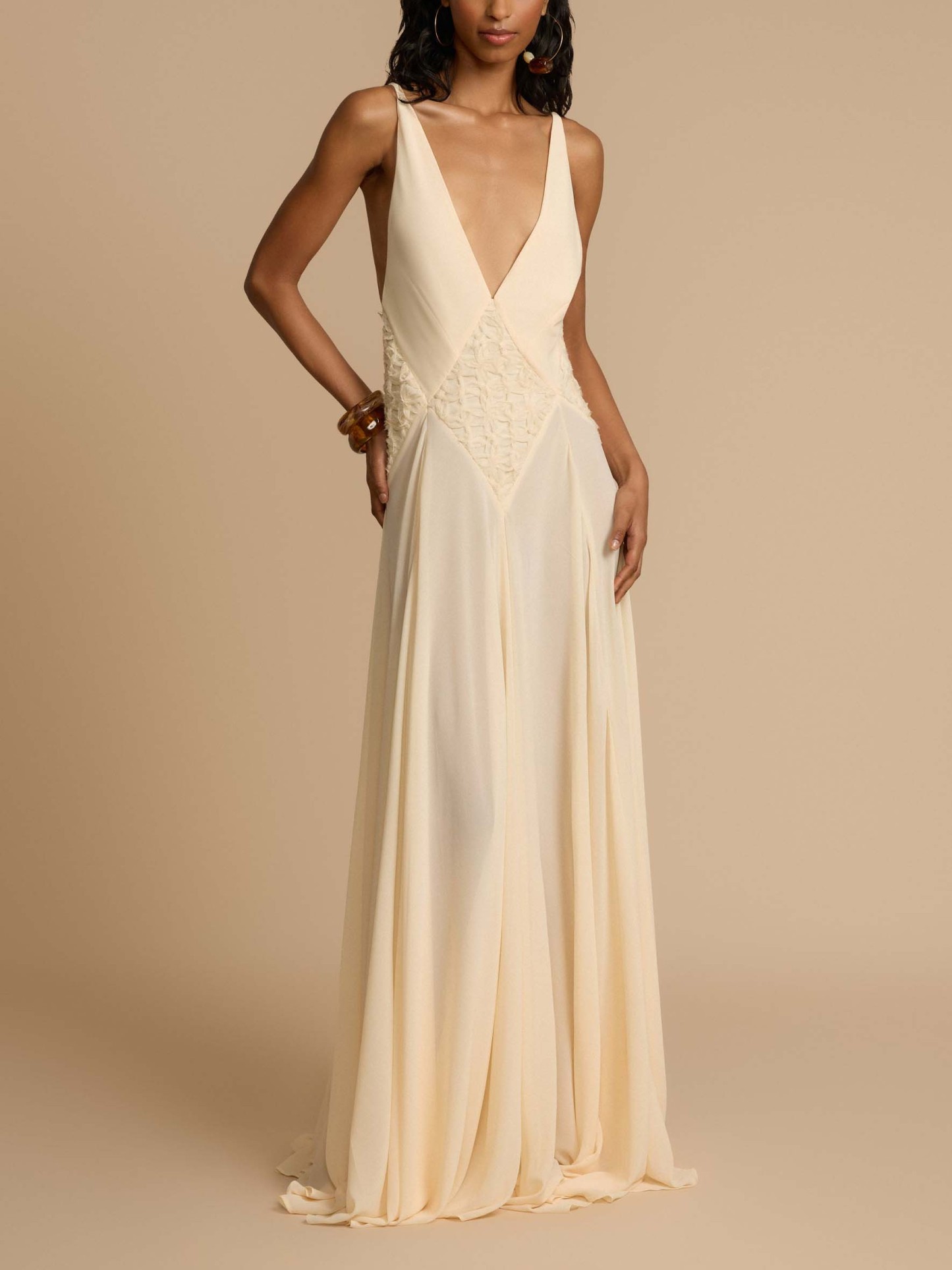 Elegant V-neck Flowy Maxi Dress