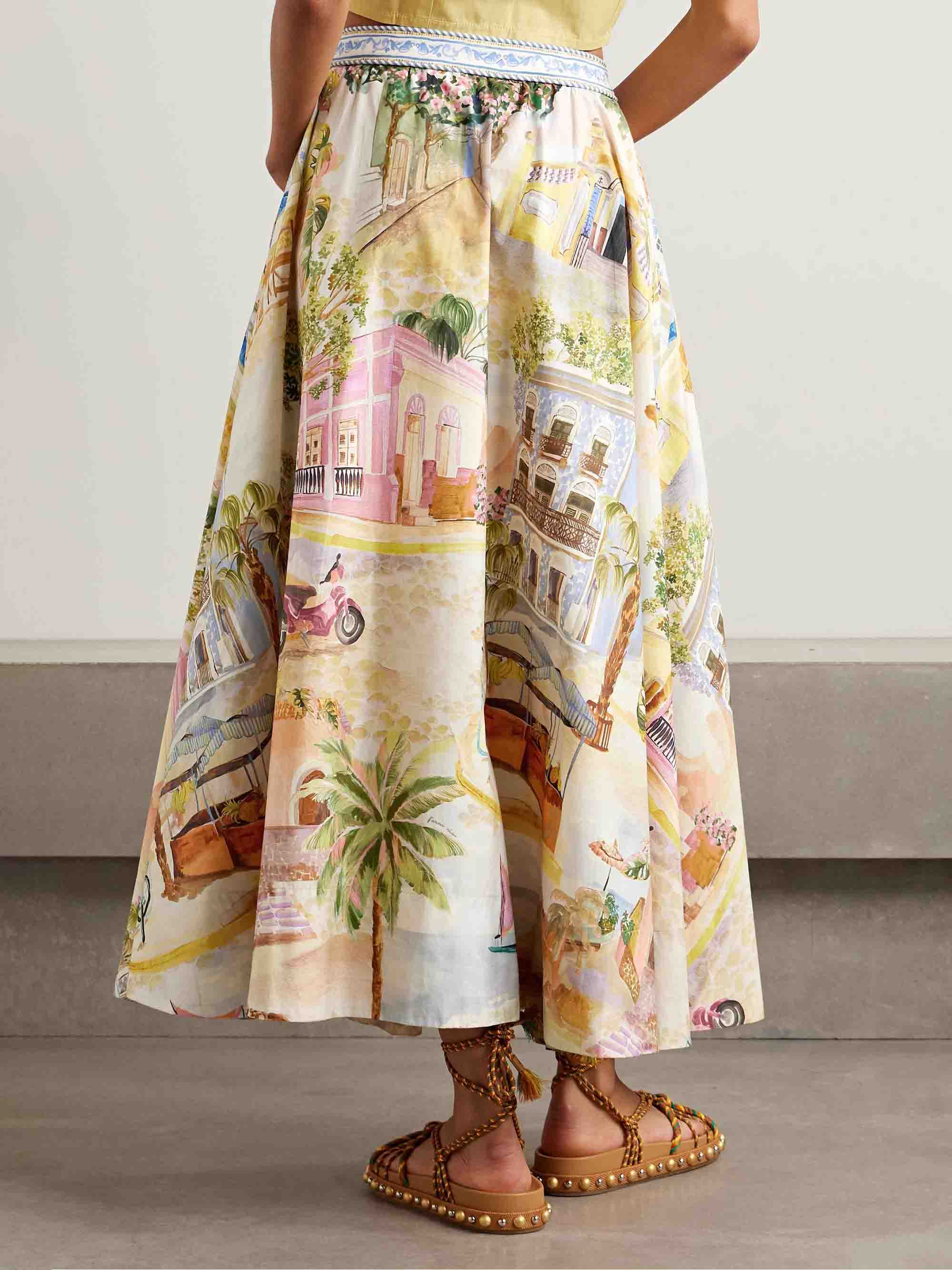 Unique City Illustration Printed Skirt