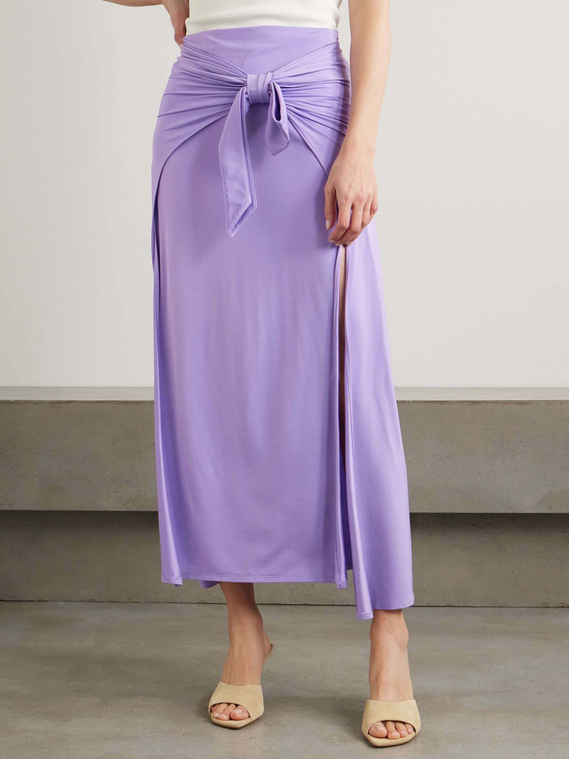 Modern Exquisite Knotted Pleated Stretch Jersey Long Skirt
