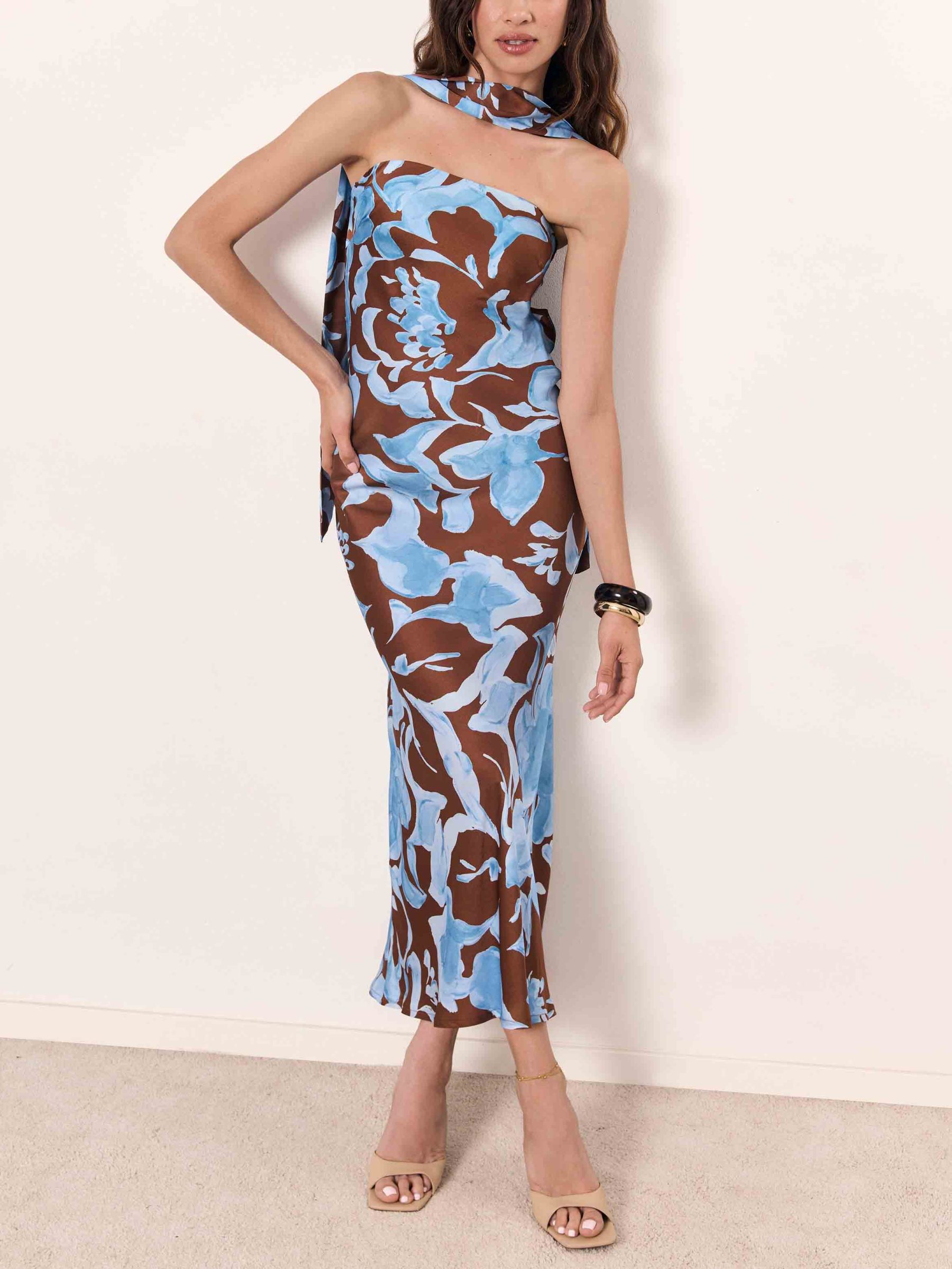 Elegant Watercolor Floral Print Maxi Dress