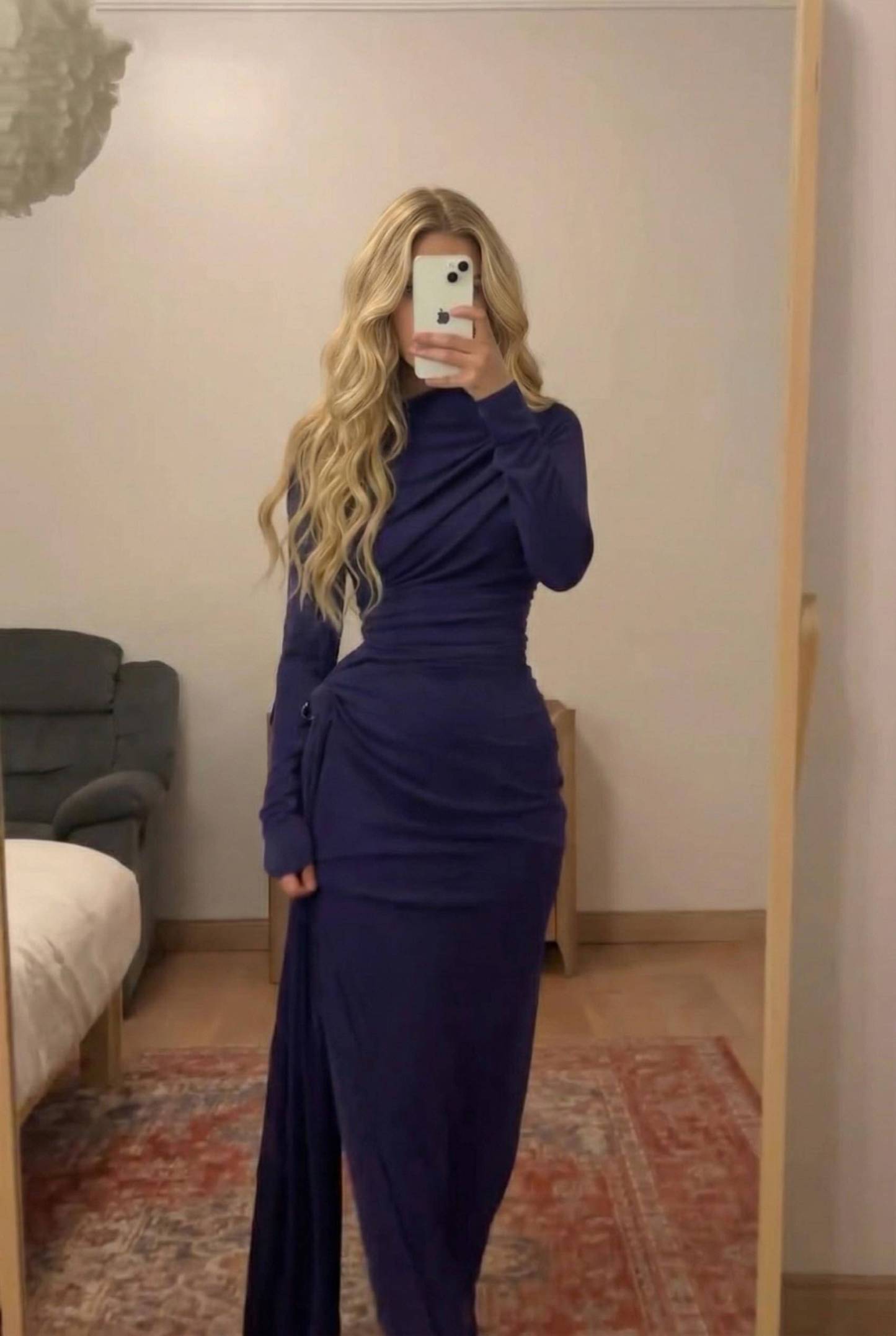 Irregular Design Pleated Maxi Dress