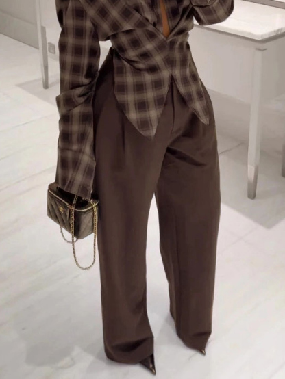 Exquisite Pleated Pocket Blazer Pants