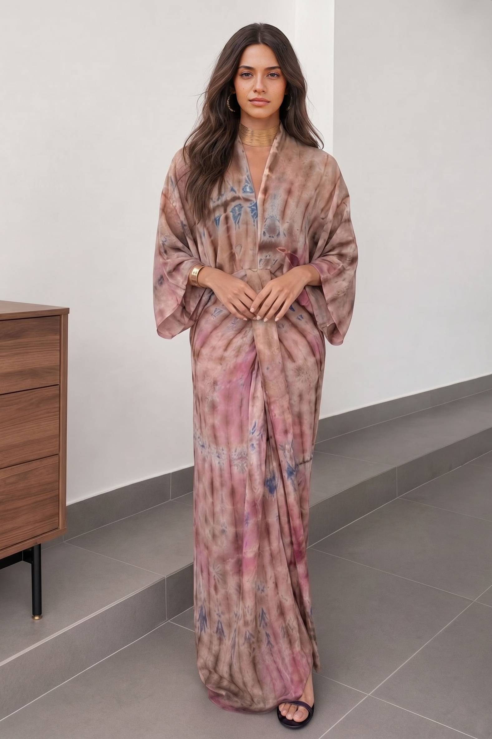 Kimono-Style Printed Dress