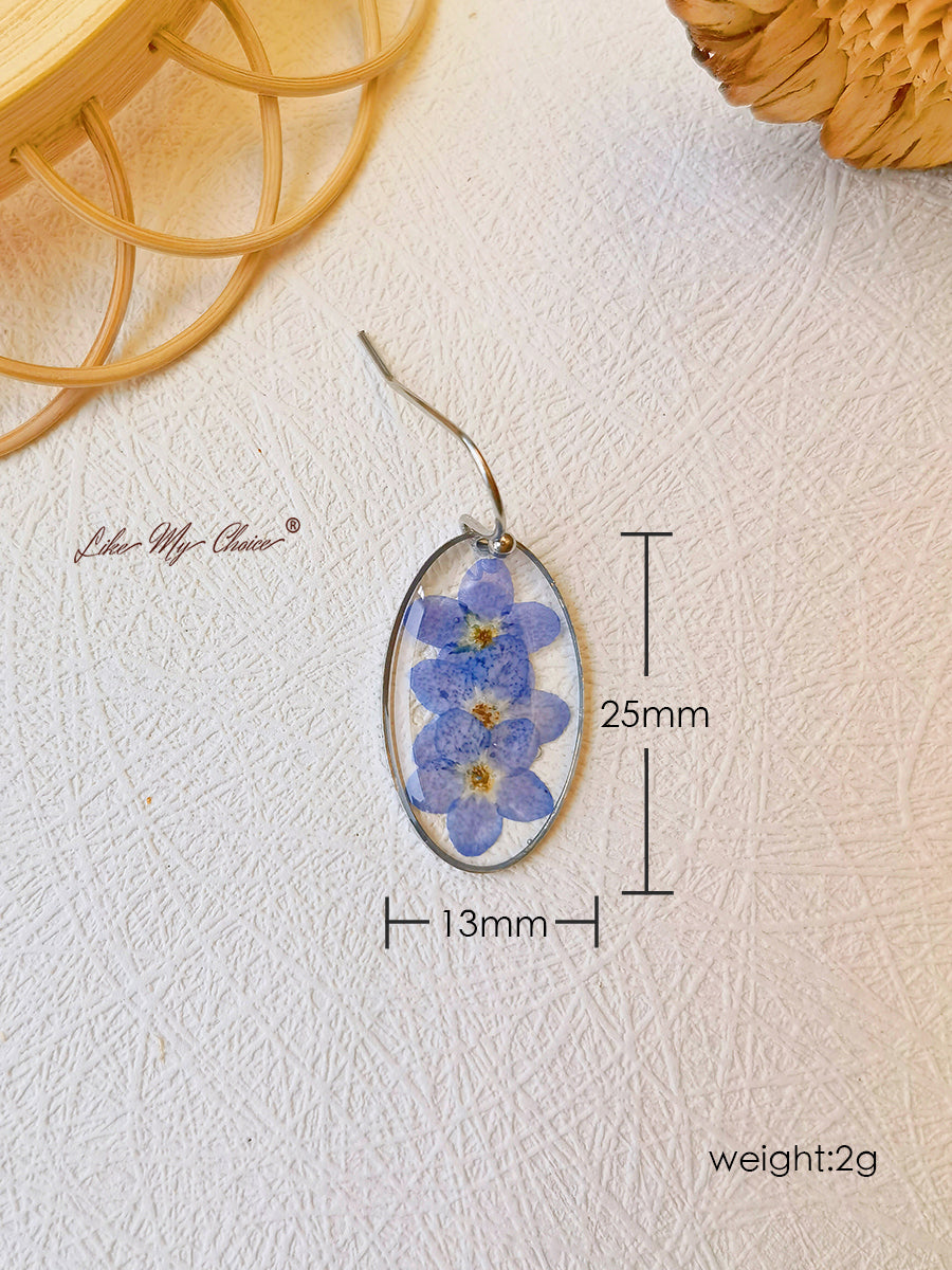 Pendientes de gota de lágrima de flores "Forget me Nots"