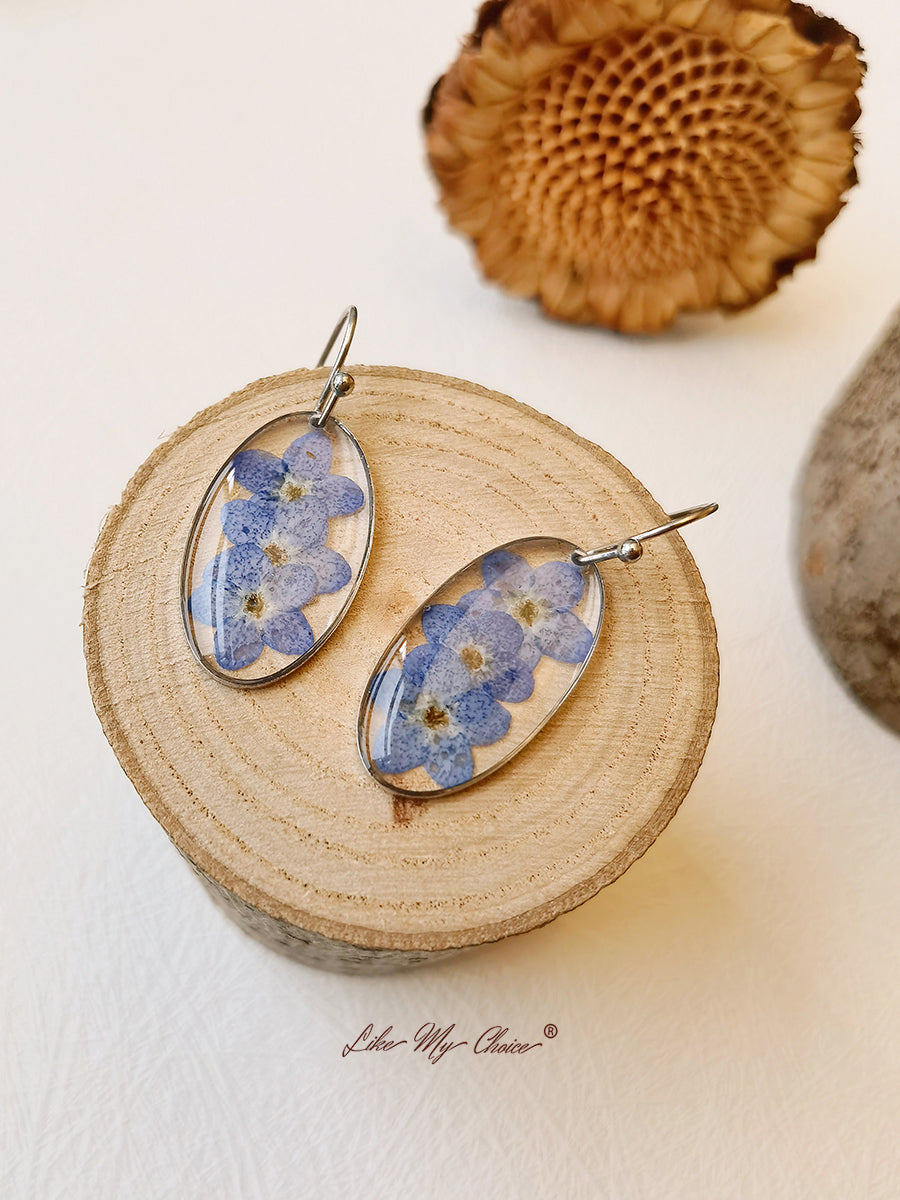 Pendientes de gota de lágrima de flores "Forget me Nots"