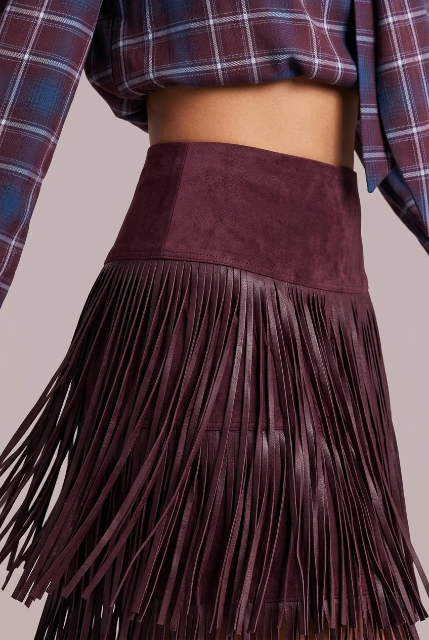 Plaid Bow Tie Blouse and Fringe Maxi Skirt Two Piece Set [erp-image:5ef0ca4137f15278eb7d328e]