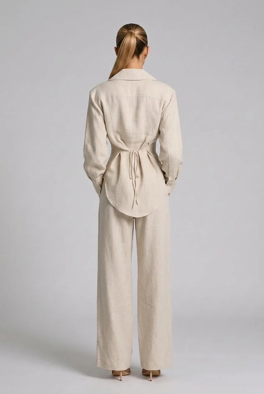 Long Sleeve Button Down Shirt and Wide Leg Pants Two Piece Set [erp-image:d4eda31133962ffb8b8470d7]
