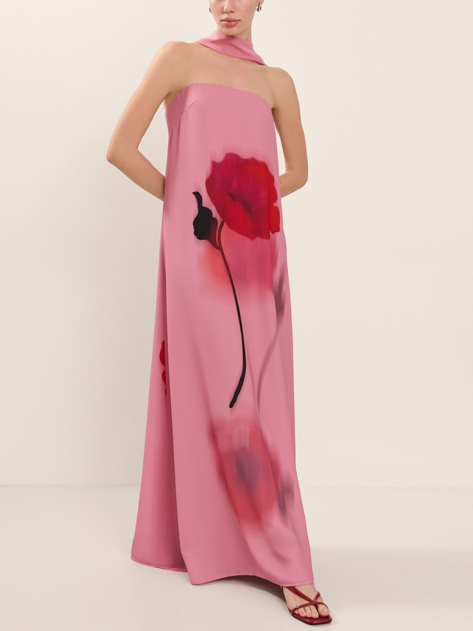 Unique Floral Print Off-the-shoulder Maxi Dress