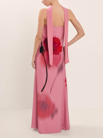 Unique Floral Print Off-the-shoulder Maxi Dress