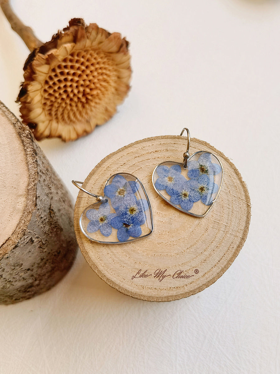 Pendientes de gota de lágrima de flores "Forget me Nots"