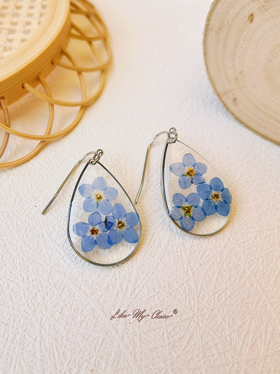 Pendientes de gota de lágrima de flores "Forget me Nots"