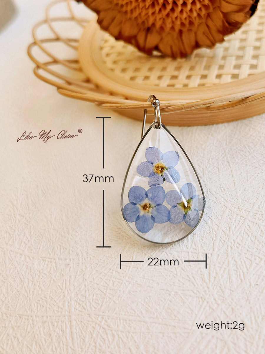 Pendientes de gota de lágrima de flores "Forget me Nots"