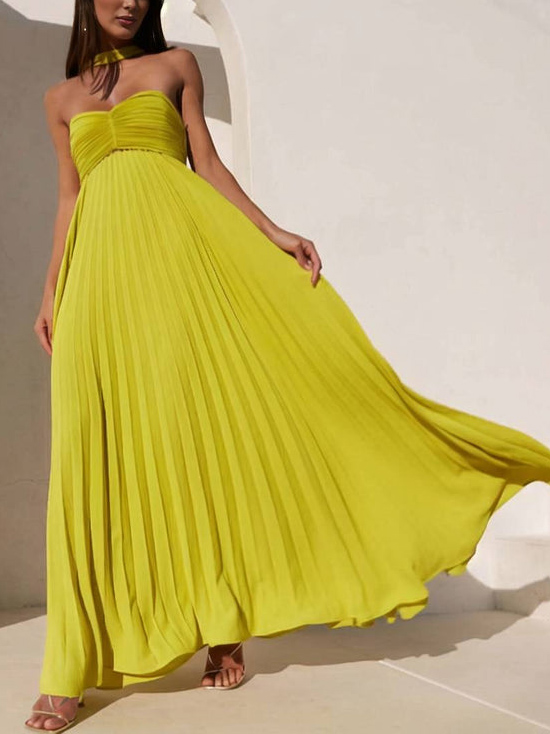 Exquisite Princess Pleated Off-the-shoulder Party Maxi Dress