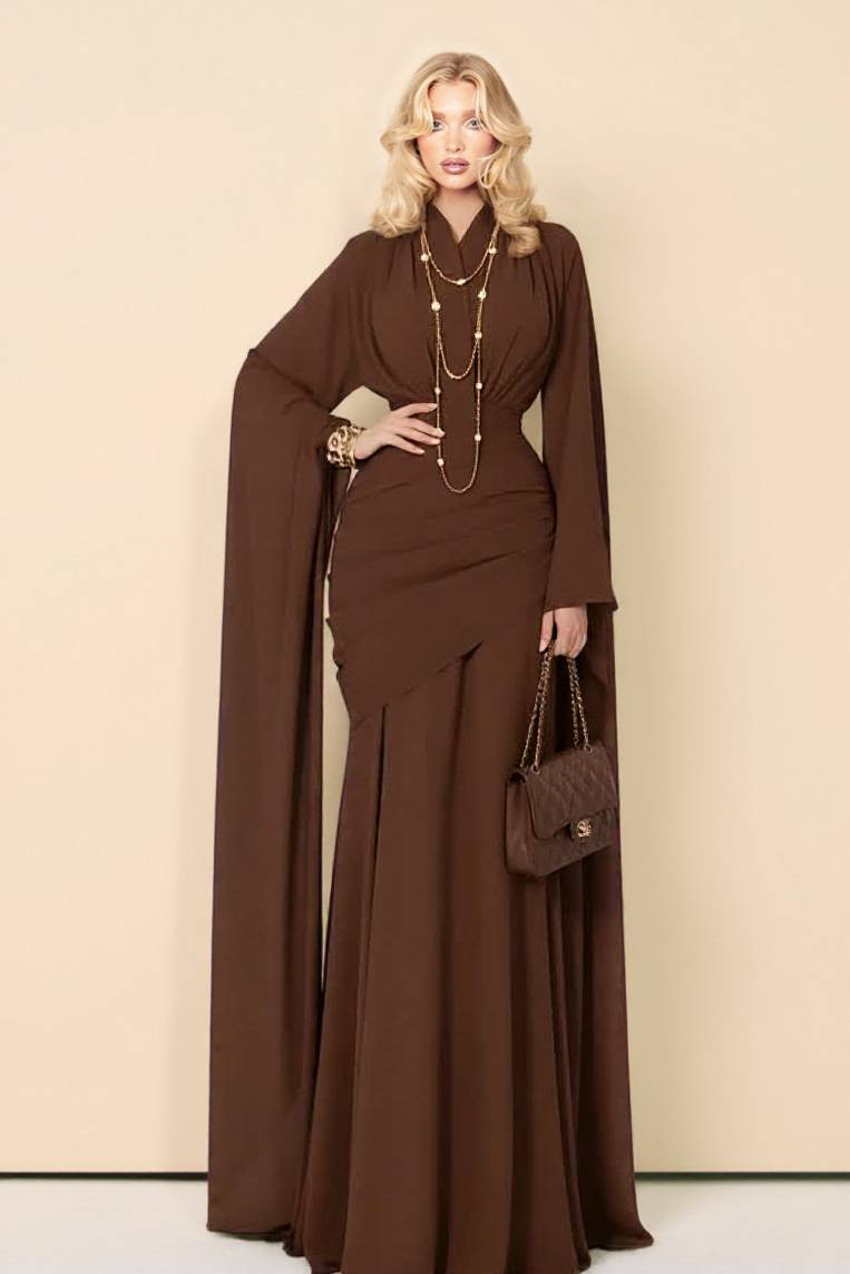 Pleated Design Hip-hug Maxi Dress