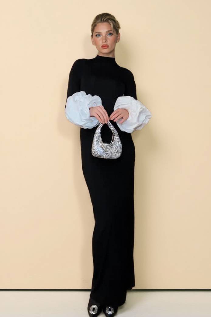 Slim Fit Floral Sleeve Maxi Dress