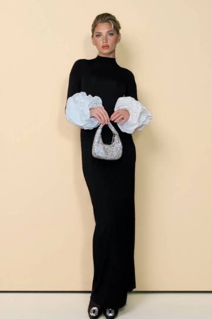 Slim Fit Floral Sleeve Maxi Dress