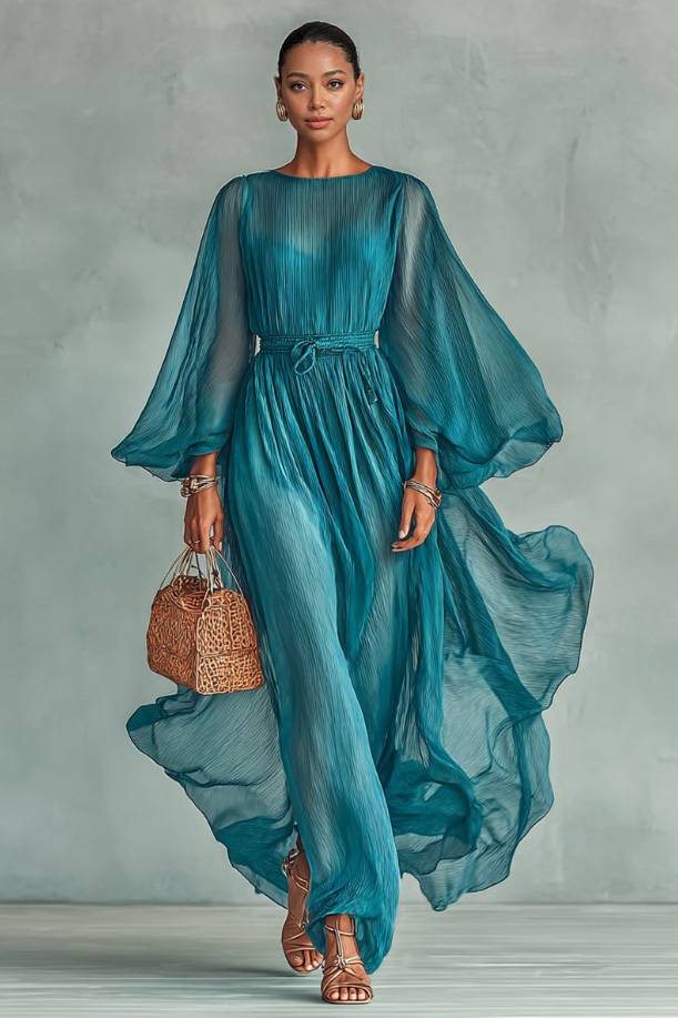 Tulle High Waist Maxi Dress