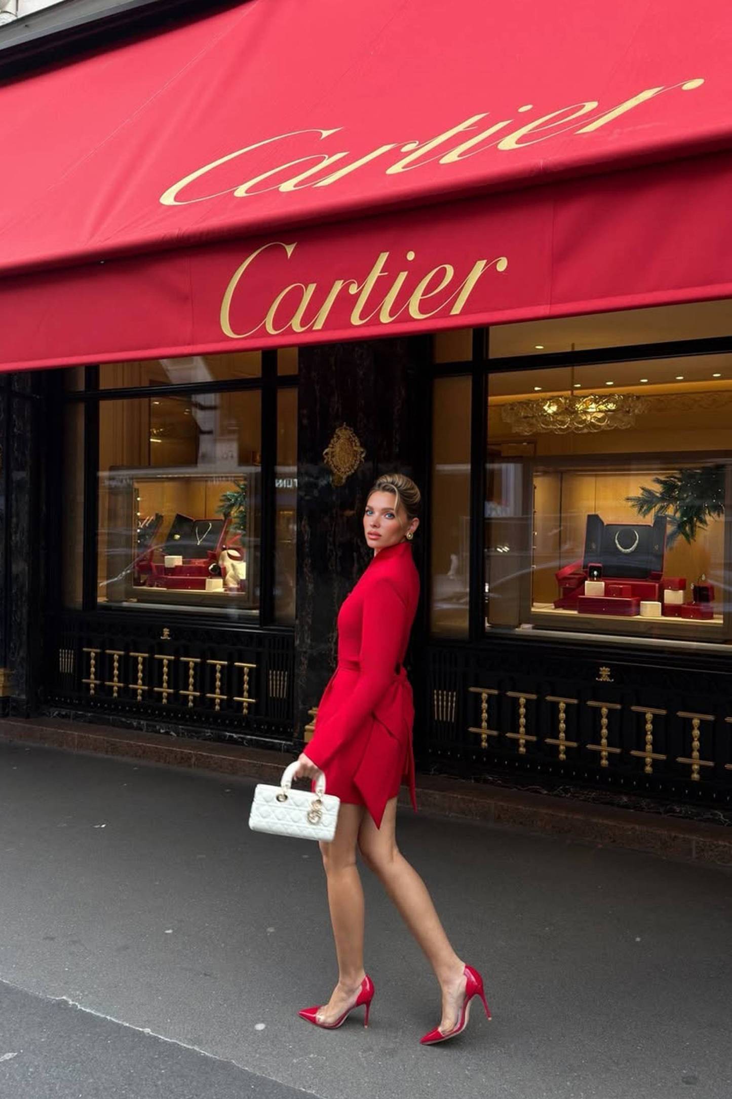 Stand Collar Bow Design Mini Dress