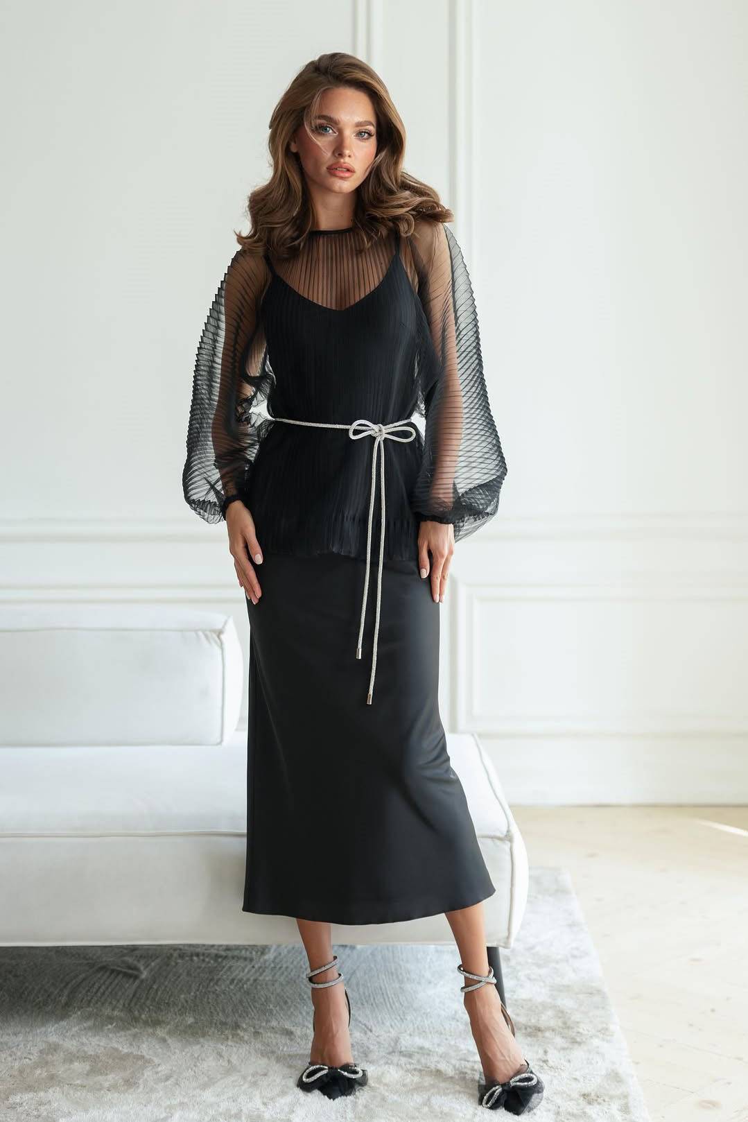 See-Through Shirt And Slip Dress Set