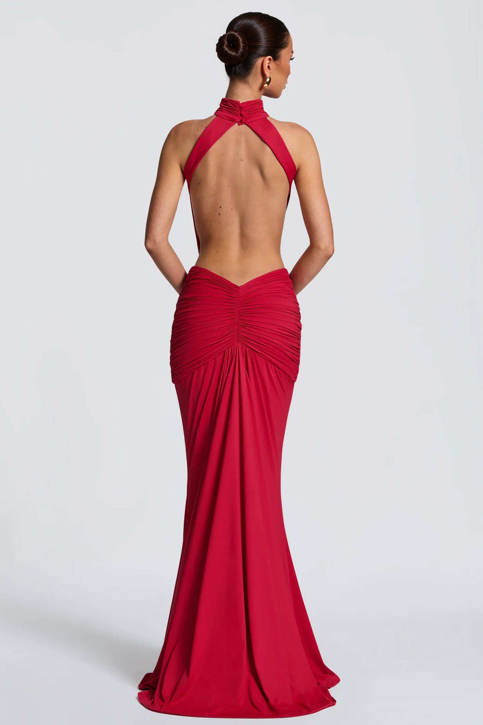 Halter-Neck Backless Maxi Dress