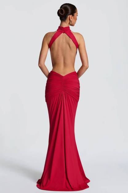 Halter-Neck Backless Maxi Dress