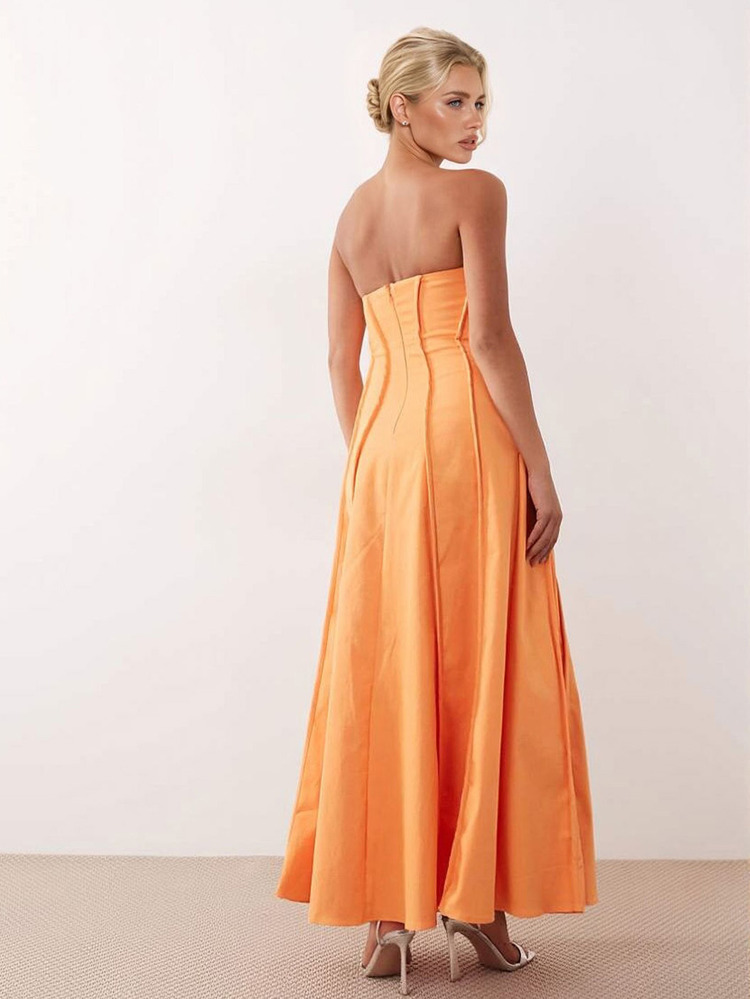 Elegant Strapless Corset A-Line Maxi Dress