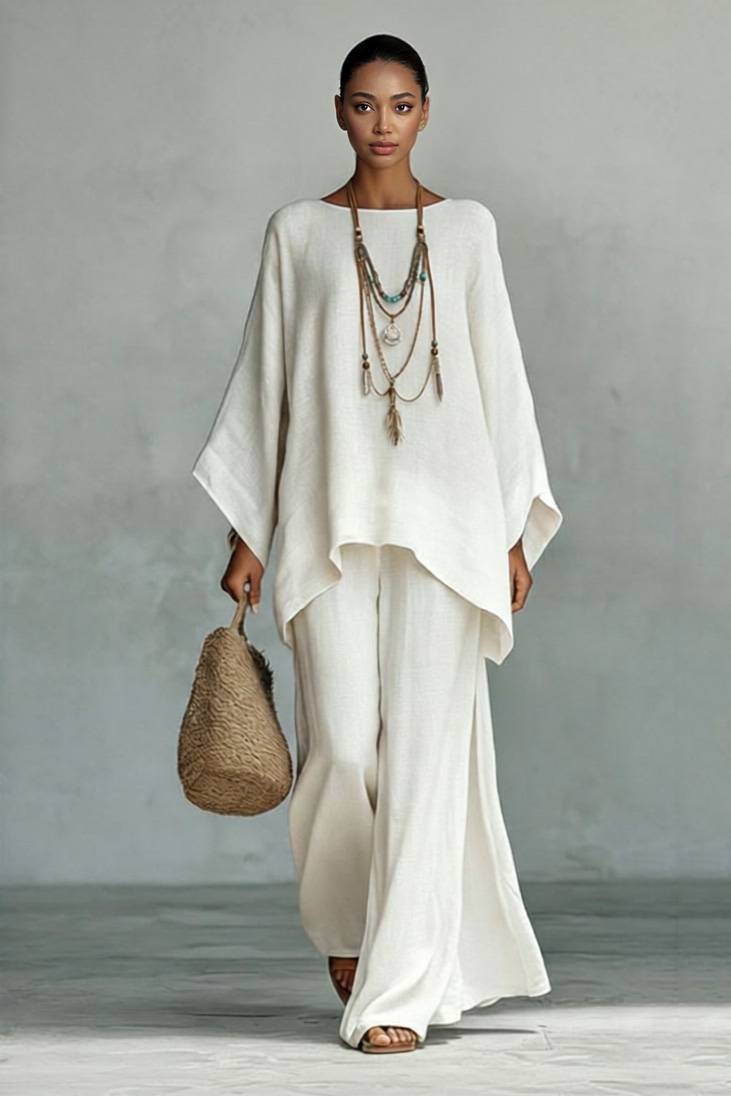 Loose Shirt And Wide Leg Pants Set