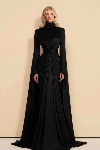 Pleated Design Waist-cinching Maxi Dress