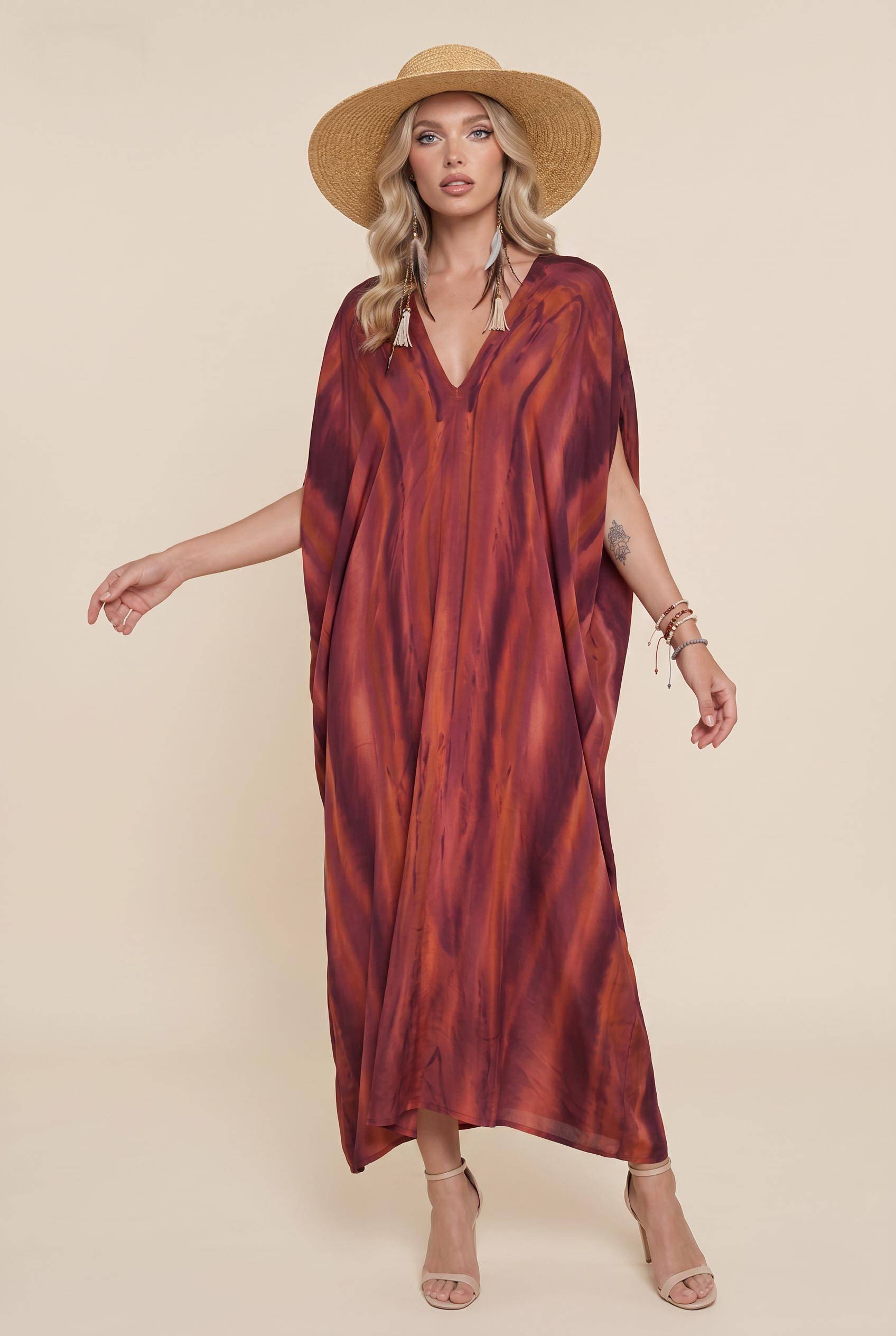 V-neck Printed Maxi Dress