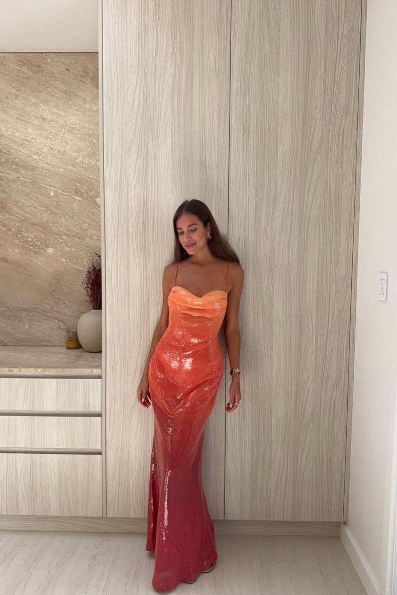 Gradient Sequin Strap Maxi Dress