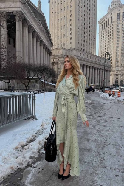 Polka Dot High-waisted Fishtail Maxi Dress