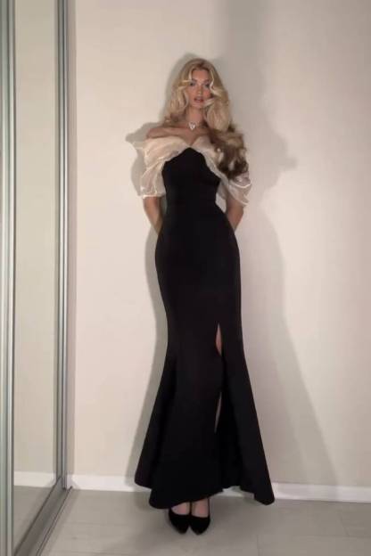 Off-shoulder Slit Maxi Dress