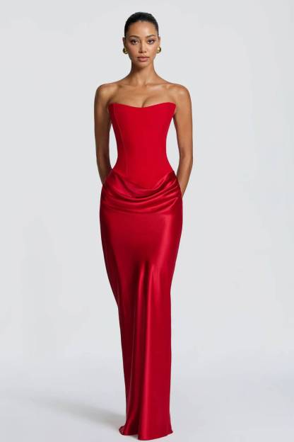 Pleated Design Scarf Maxi Dress