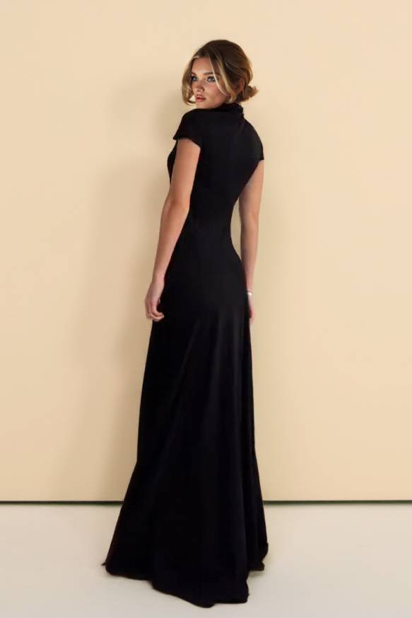 Minimalist High-neck Short-sleeved Maxi Dress