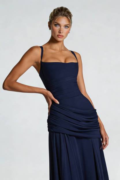 Sling Pleated Maxi Dress