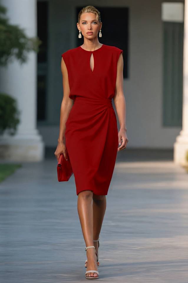 Hollow Design Pleated Midi Dress