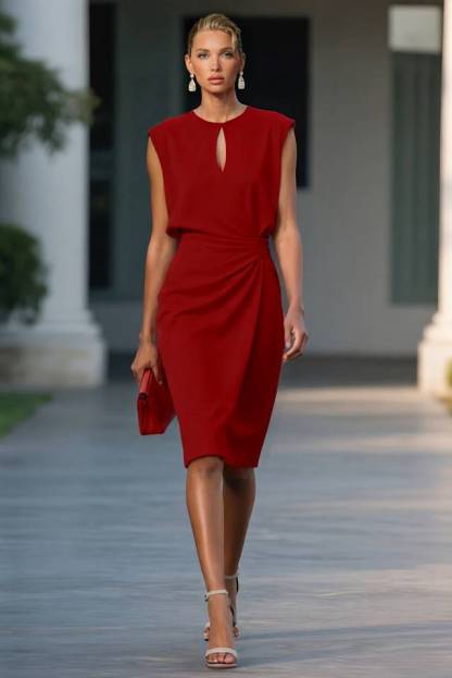 Hollow Design Pleated Midi Dress