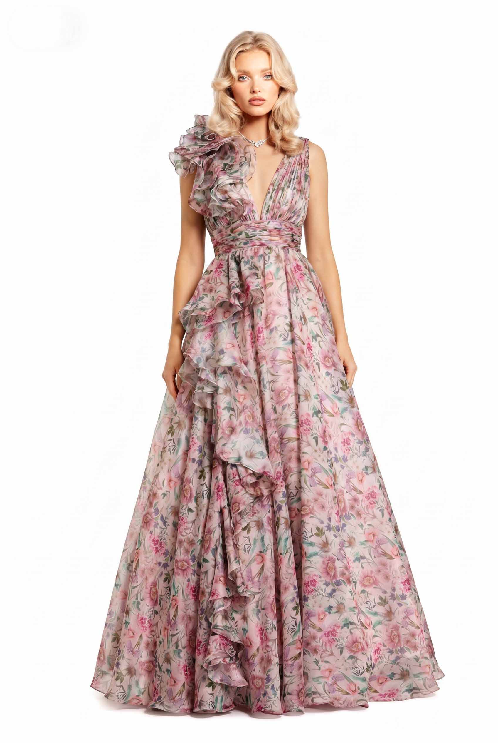 V-Neck Printed Maxi Dress