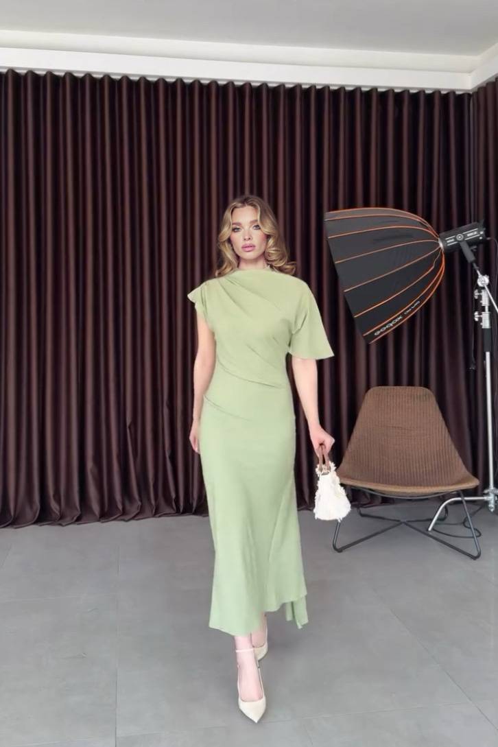 One-Sleeve Irregular Hem Dress