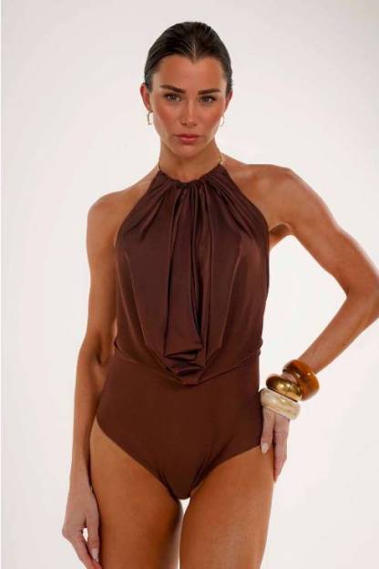 Halter-Neck Backless Bodysuit And Wide Leg Pants Set