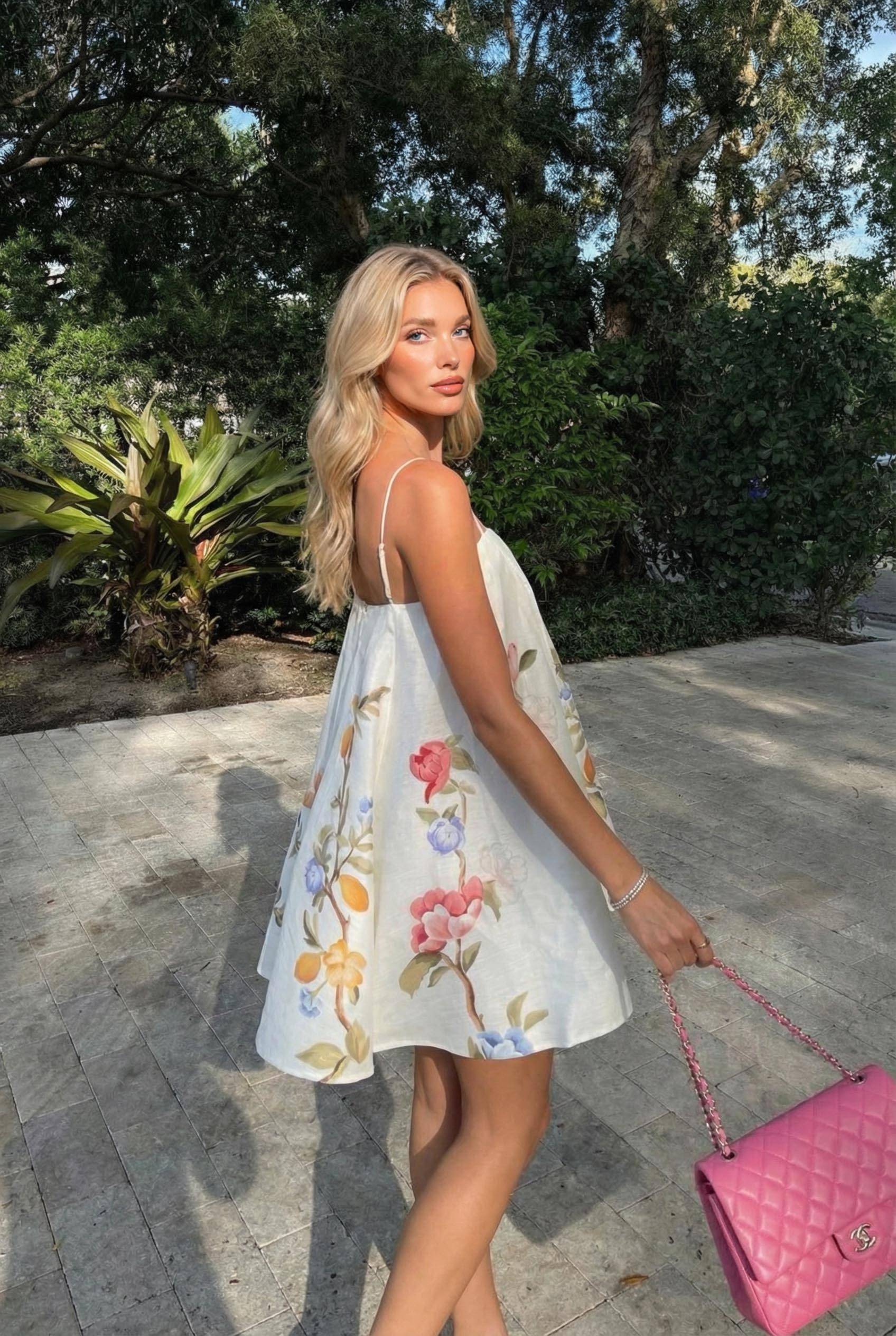 Distinctive Printed Sling Mini Dress