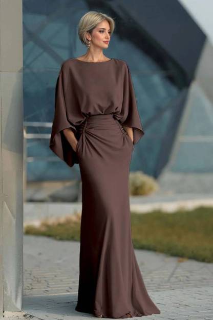 Boat Neck Backless Pleated Maxi Dress