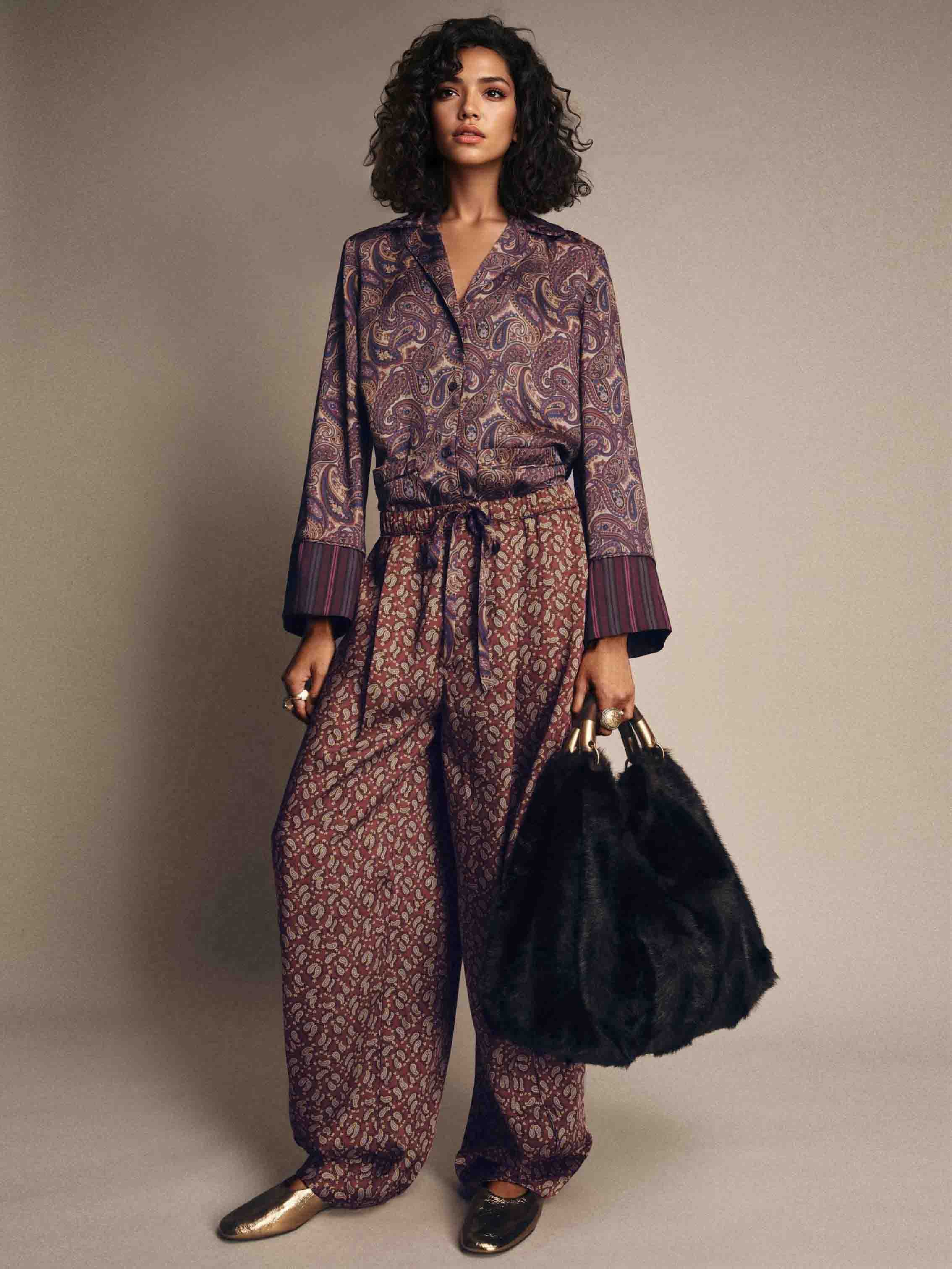 Retro Paisley Print Pants