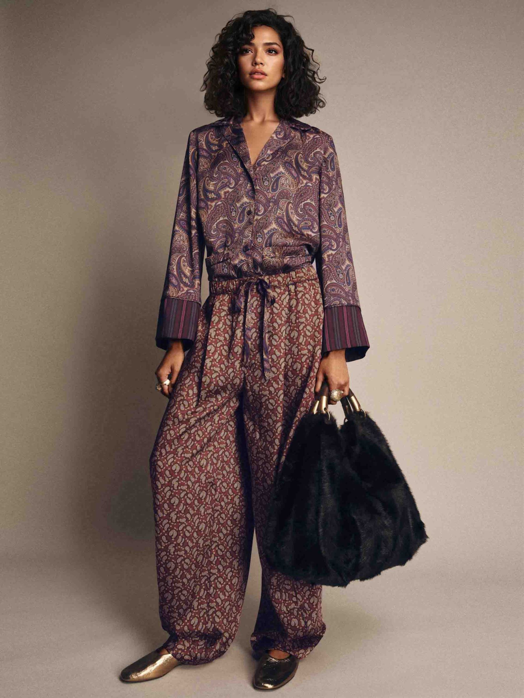 Retro Paisley Print Pants