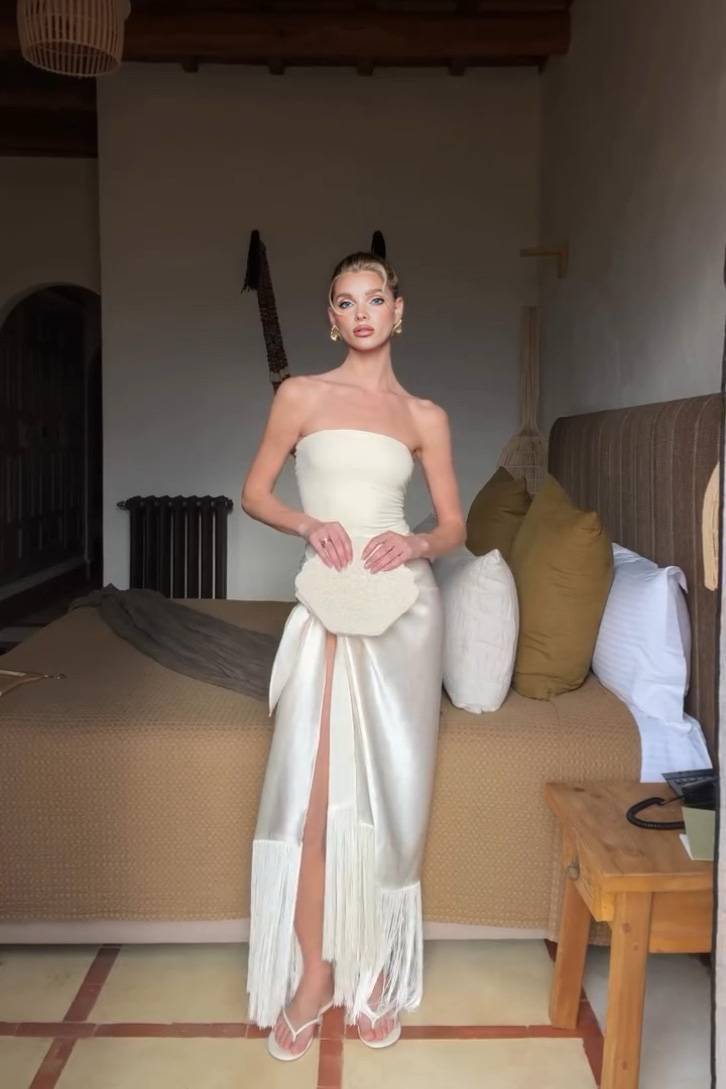 Bodysuit And Tassel Skirt Set