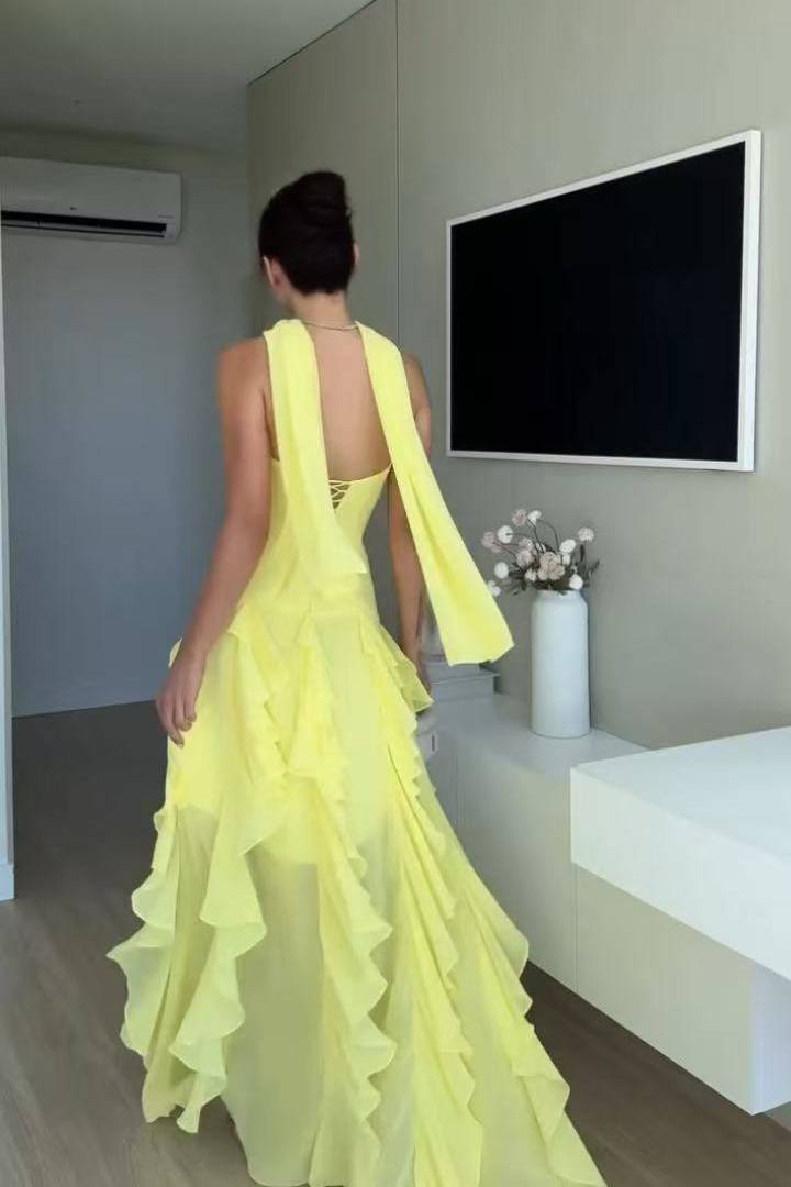 Ruffled Hem Scarf Design Maxi Dress