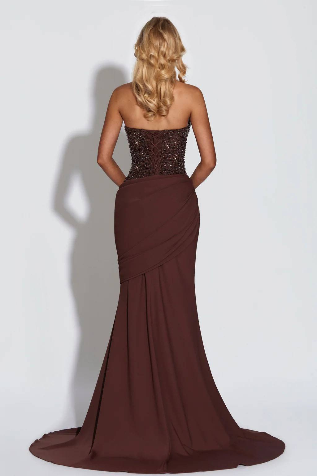 Shiny Pleated Design Maxi Dress