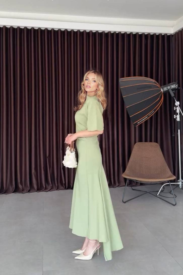 One-Sleeve Irregular Hem Dress