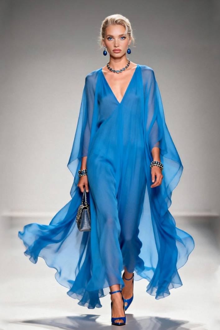 V-Neck Chiffon Maxi Dress